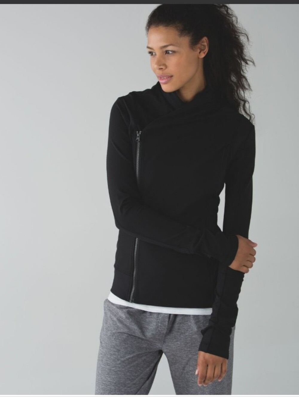 Lululemon Bhakti Yoga Jacket Black Asymmetric Zip Women's Jacket Size 6